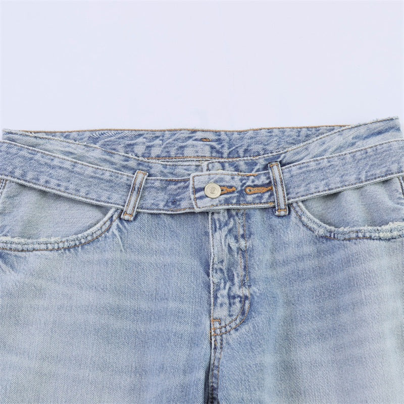 Dame Bred Jeansbukser i afslappet snit med sidelange splitter Skovae