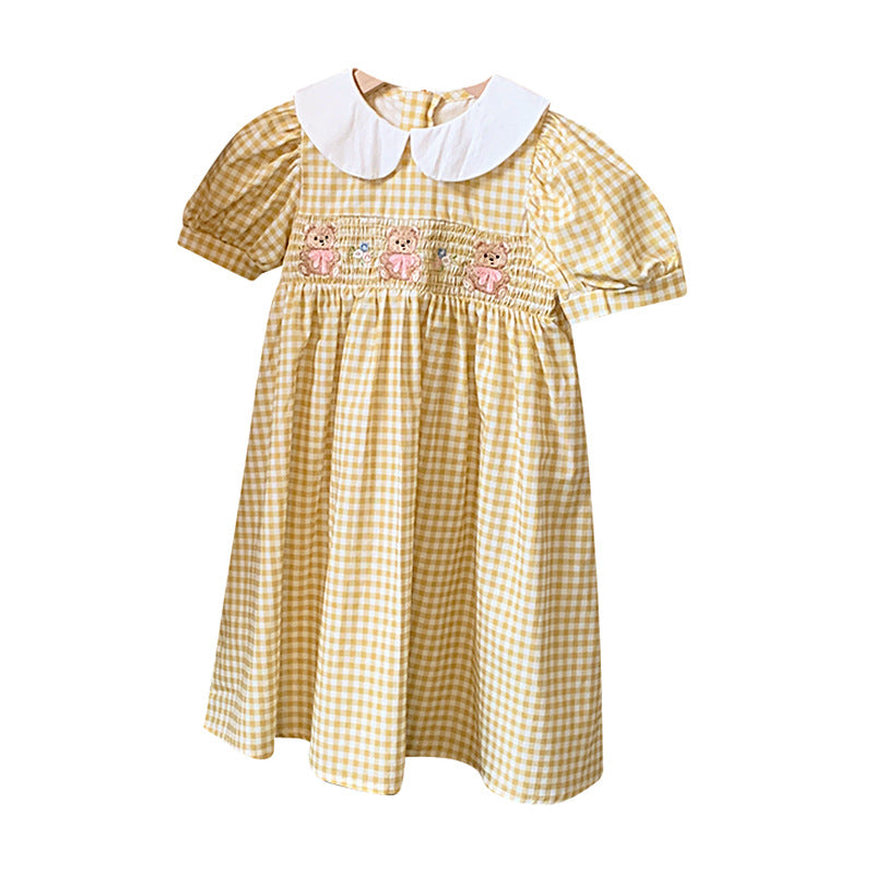 Pige vintage-inspireret rynket ternet kjole Stilla