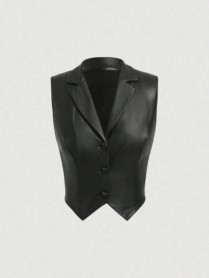 Dame Elegant tætsiddende vest i kunstlæder Stilla
