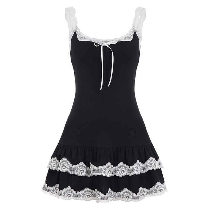 Damer Legende Babydoll-kjole med blondekant og justerbare stropper Skovae