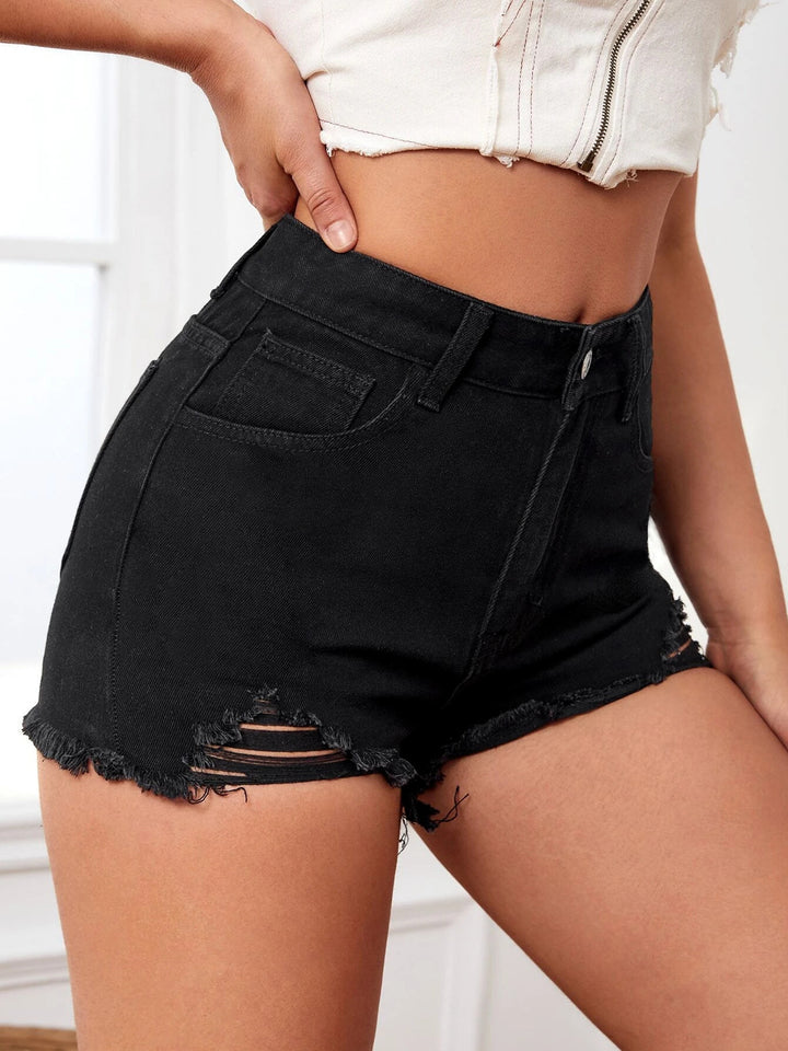 Dame mode Destroyed Denim-Shorts med afslappet pasform og høje revnedetaljer Stilla