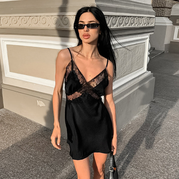 Dame elegant natkjole med blondeudsmykninger Stilla