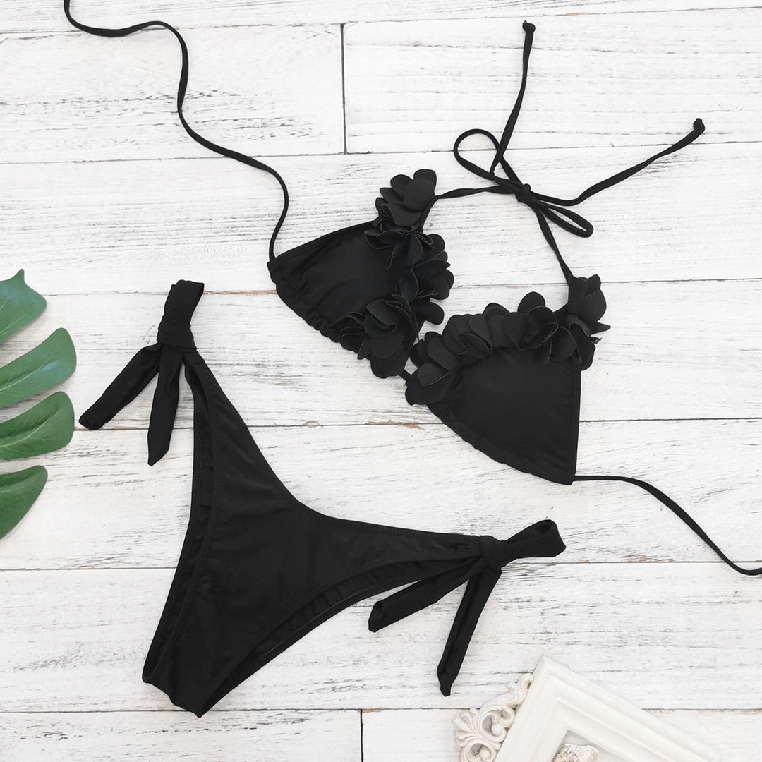 Dame bikini-sæt med blomster-rulletekster og justerbare stropper Stilla