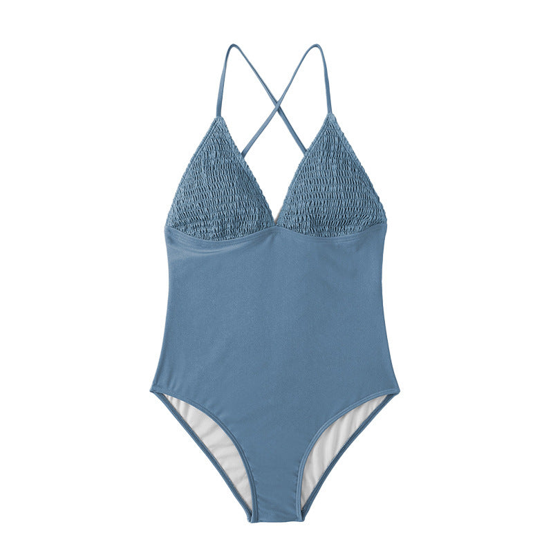Dame heldragt badedragt med raffineret V-udskæring og struktureret top Skovae