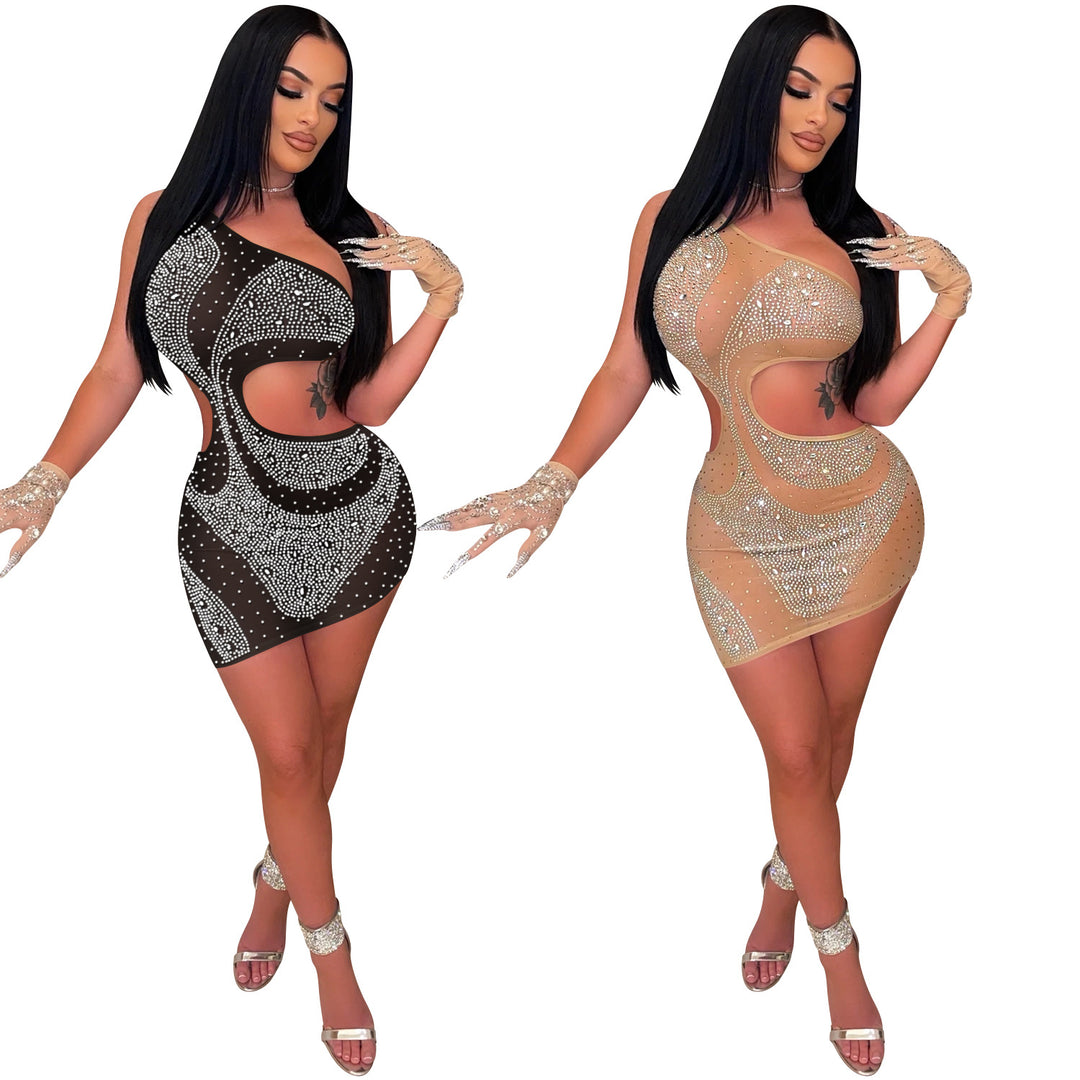 Dame Cut-Out Minikjole med strassdekorerede accenter Stilla