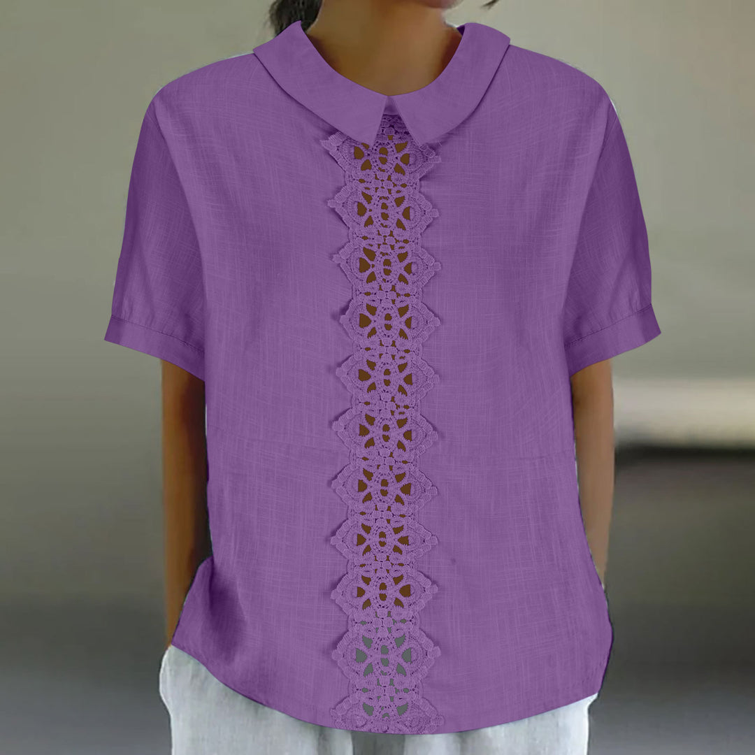 Dame Spids-Detail Kortærmet Bluse Stilla