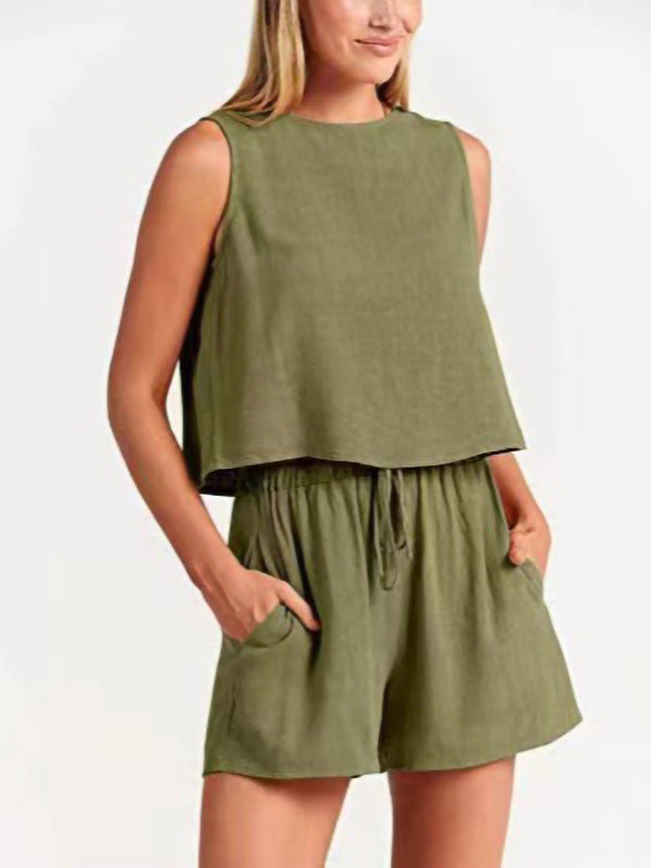 Dame Relaxed Fit To-delt Shorts Sæt Stilla