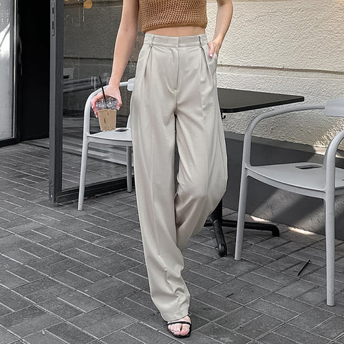Dame bred High-Waist-bukser med elegant presselinje og komfortabel pasform Stilla