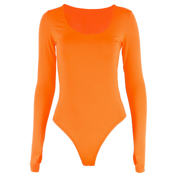 Dame Langærmet Bodysuit med dybudskæring og tætsiddende snit Stilla