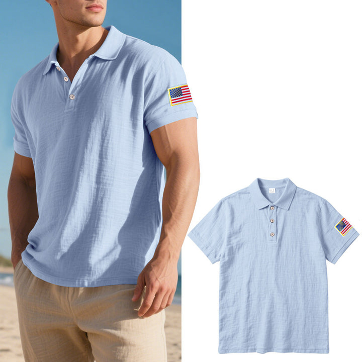 Herre polo shirt med moderigtigt amerikansk flagmotiv og højkvalitets bomuld Stilla