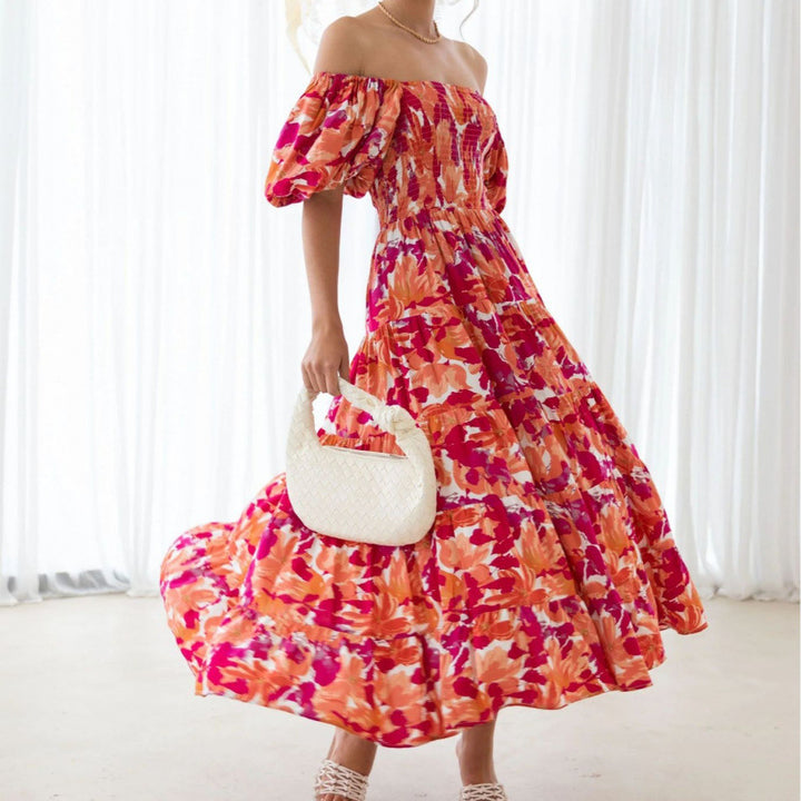 Dame Off-Shoulder Blomster Lag Maxikjole Stilla