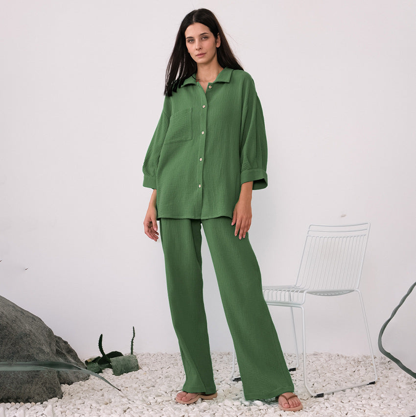 Damer Fritids-Loungewear-Sæt med løs Bluse og bred Bukser Stilla