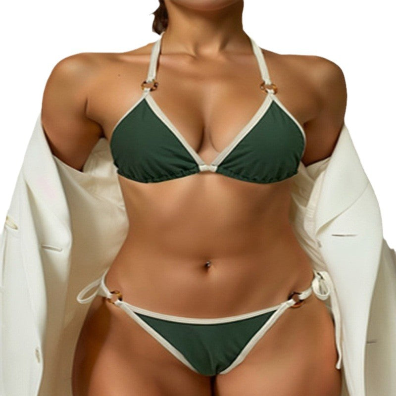 Dame triangel-bikini med elegante guld accenter Skovae