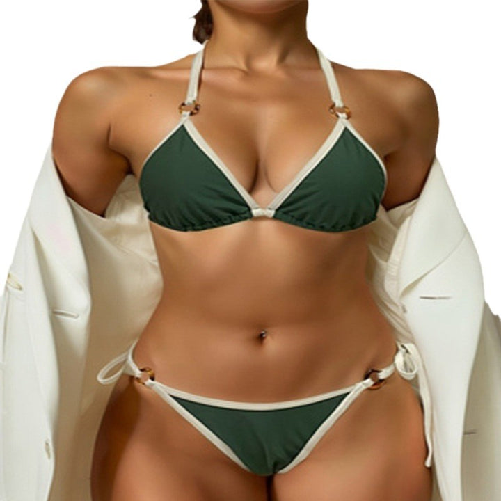 Dame triangel-bikini med elegante guld accenter Skovae