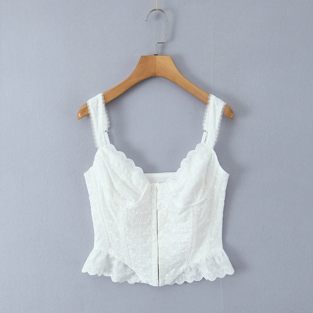 Dame Corset-top med elegante rynker og blomsterdesign Stilla