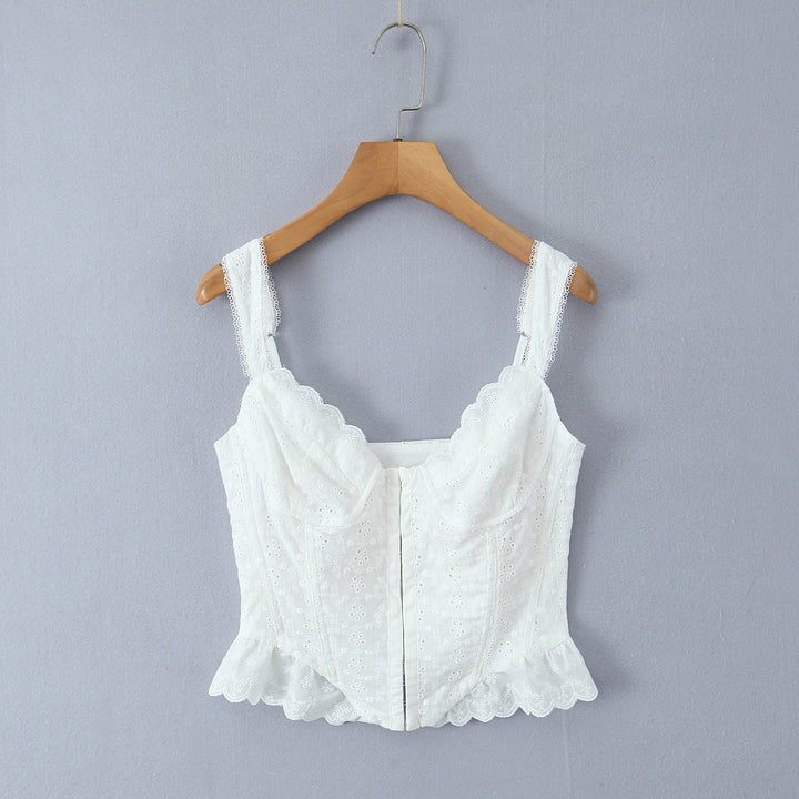 Dame Corset-top med elegante rynker og blomsterdesign Stilla