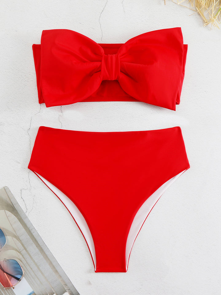 Dame bikini-sæt med smart bindebånd-overdel og højt skåret trusse Stilla