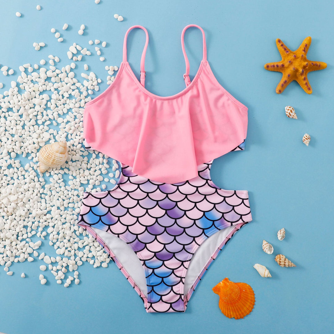 Dame one-piece badedragt med glædeligt flæse-design og vidunderligt fiske-skæl mønster Stilla