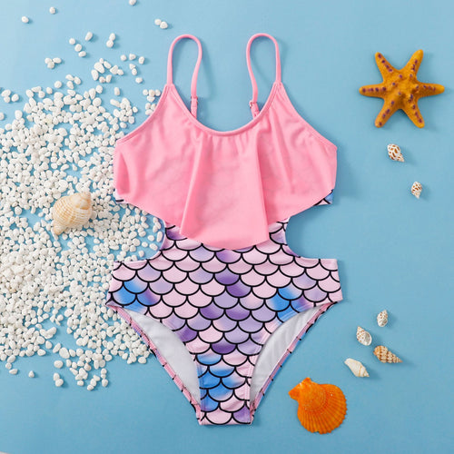Dame one-piece badedragt med glædeligt flæse-design og vidunderligt fiske-skæl mønster Stilla