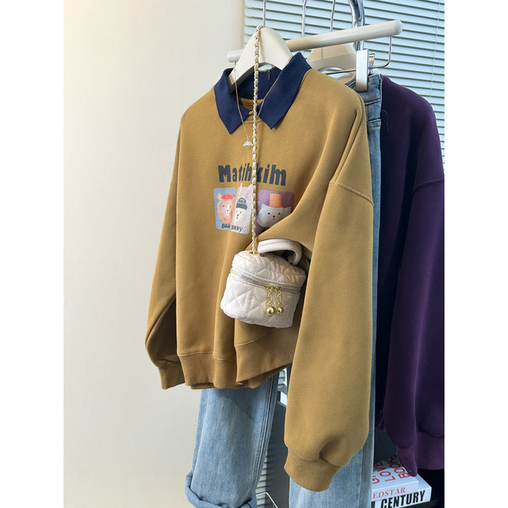 Femme Leges spillet grafisk sweatshirt med kontrastkrave Stilla