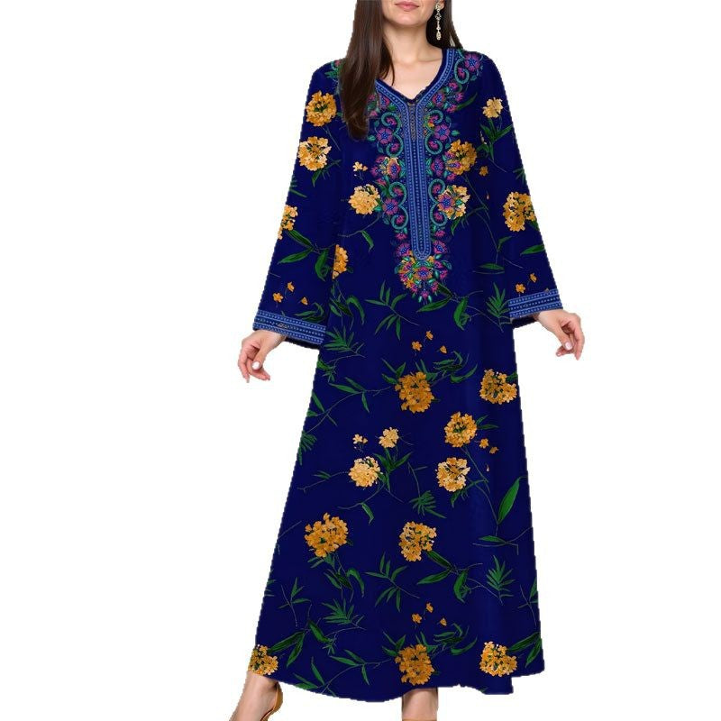 Femme Broderet Floral Maxi Kjole Stilla
