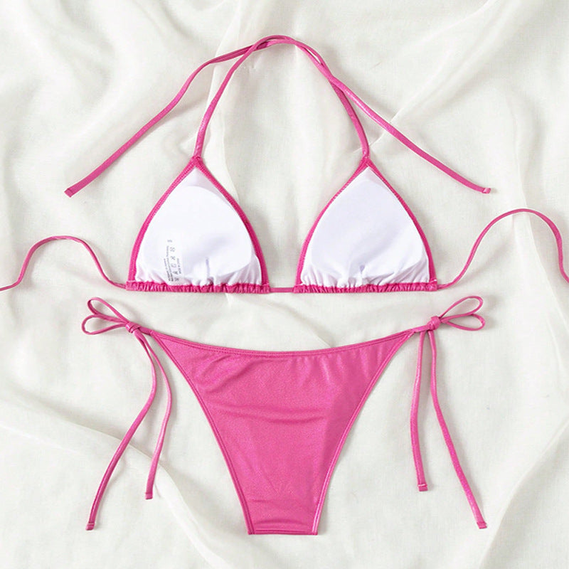 Dame Triangel-Bikini med glitrende finish og justerbare bindebånd Skovae