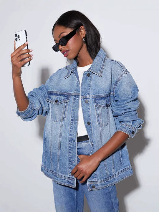 Kvinders Oversized Denim Jakke Stilla