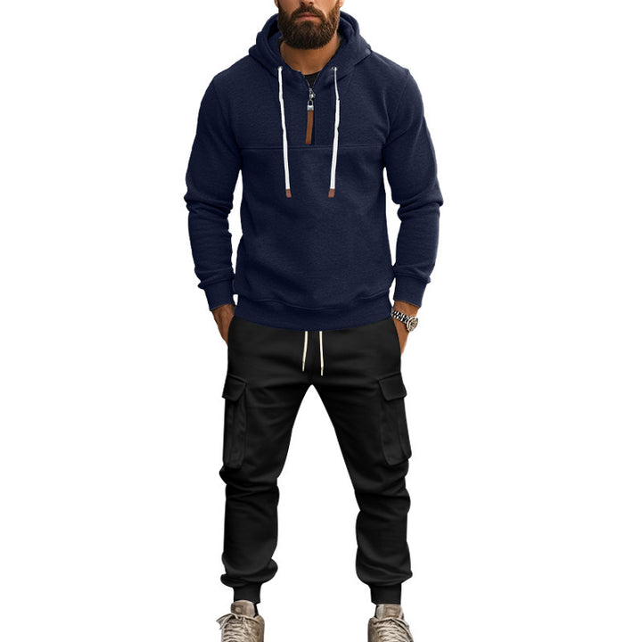 Herrer sporty hoodie-sæt med lynlås og praktiske lommer Stilla