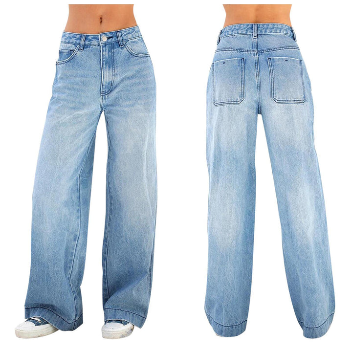 Dame brede jeans med høj talje og afslappet pasform Skovae