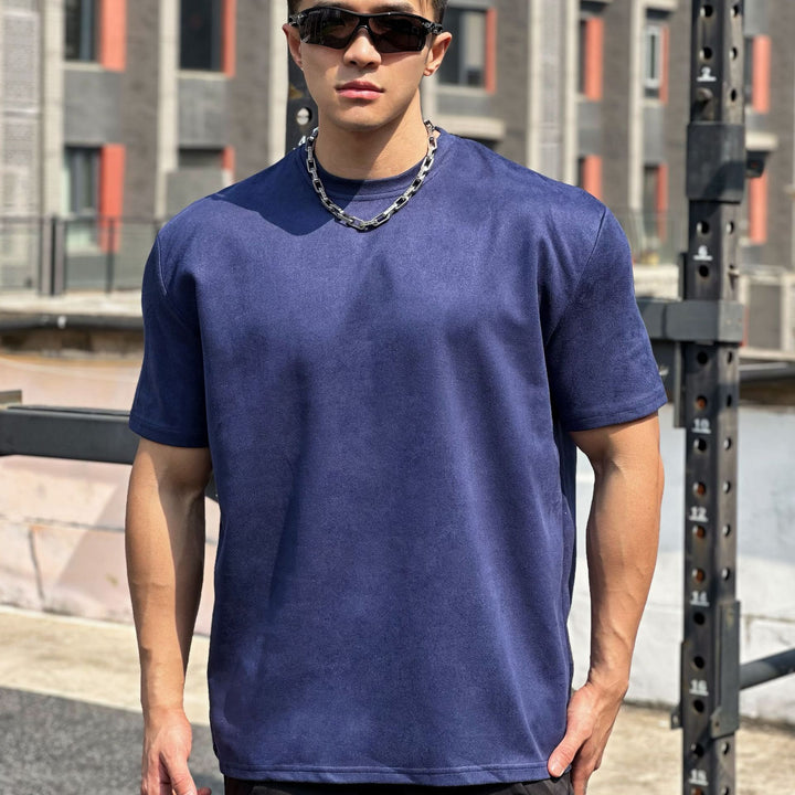 Herren Sportliches Fleece T-Shirt med forstærket krave og afslappet snit Stilla