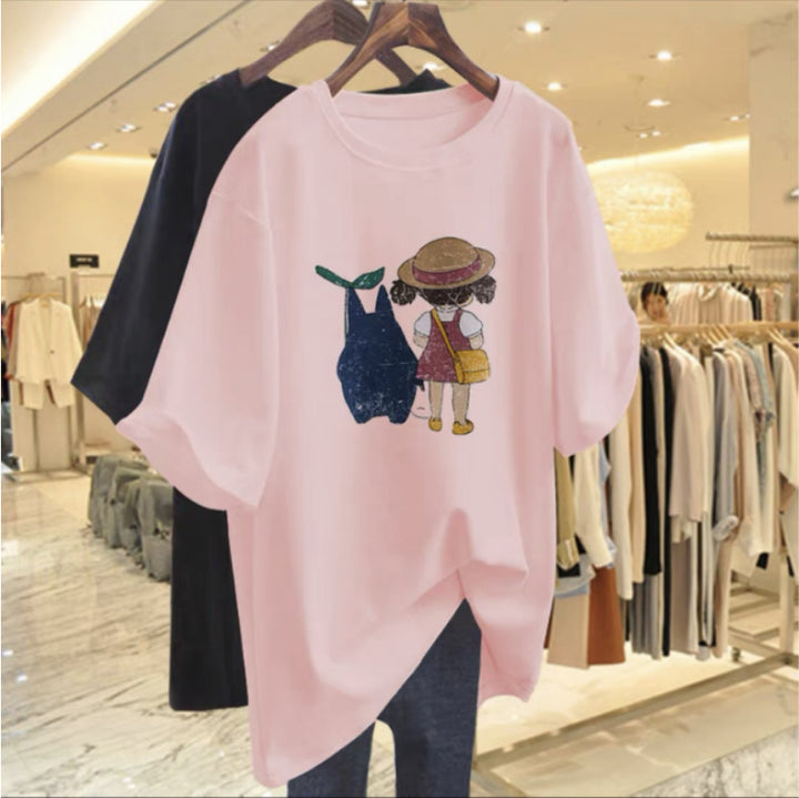 Dame T-Shirt med legende grafiktryk og afslappet snit Stilla