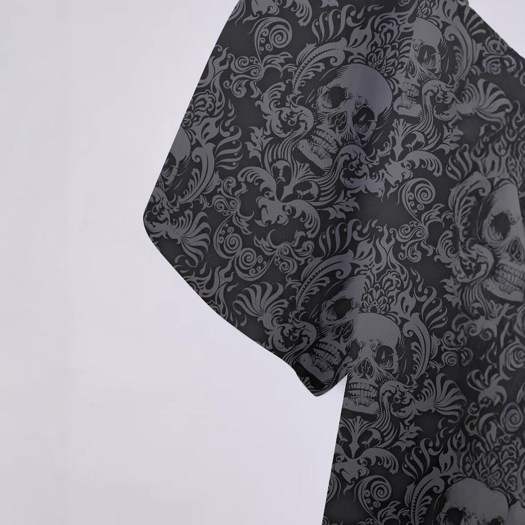 Herrer Poloshirt med moderne dødehoved-design og elegante ornamenter Stilla