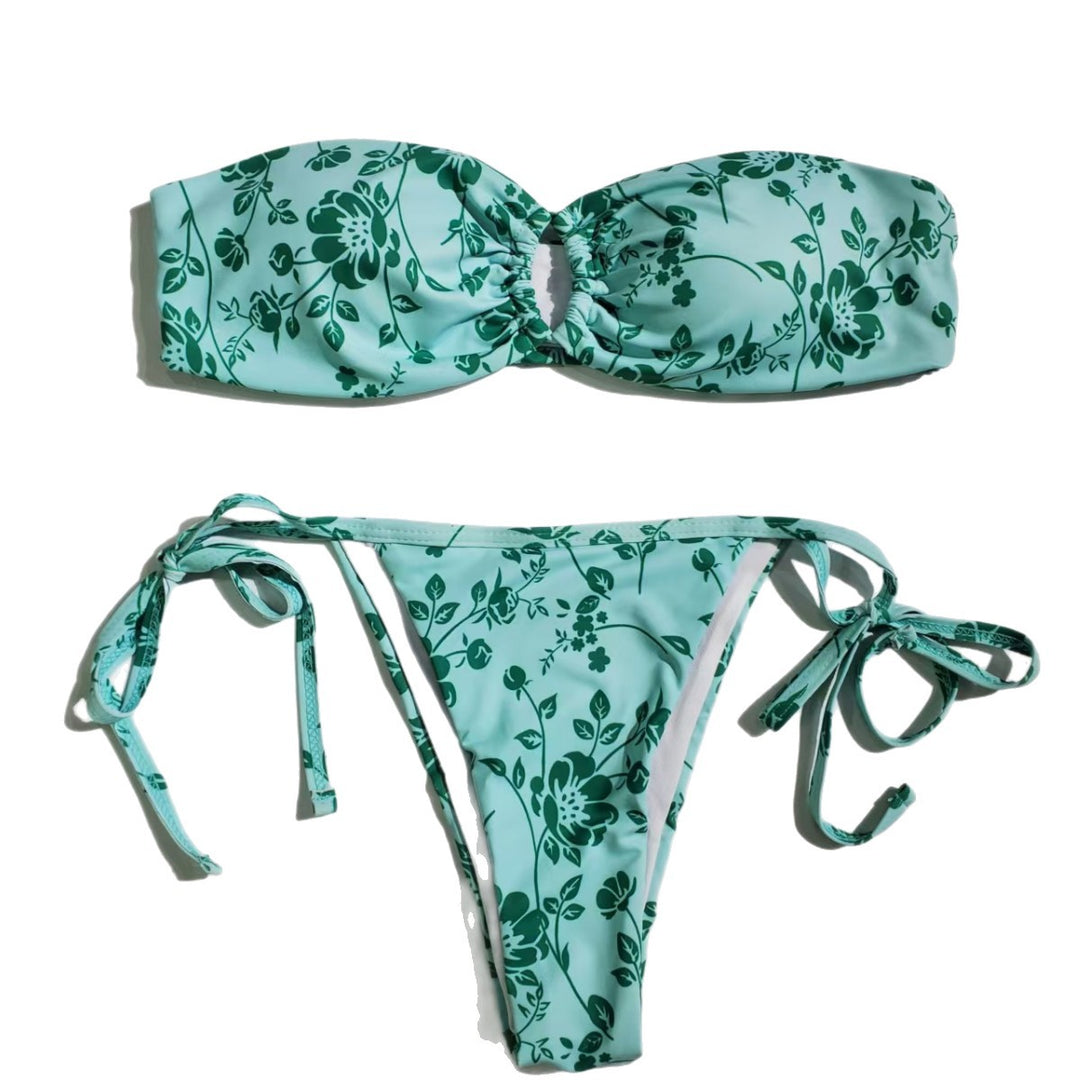 Dame Bandeau-Bikini med blomstermønstret Skovae