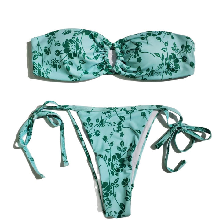 Dame Bandeau-Bikini med blomstermønstret Skovae