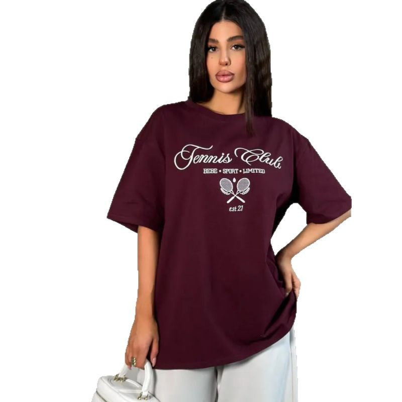 Dame T-shirt med afslappet tennis-design og højkvalitets bomuldsstof Stilla