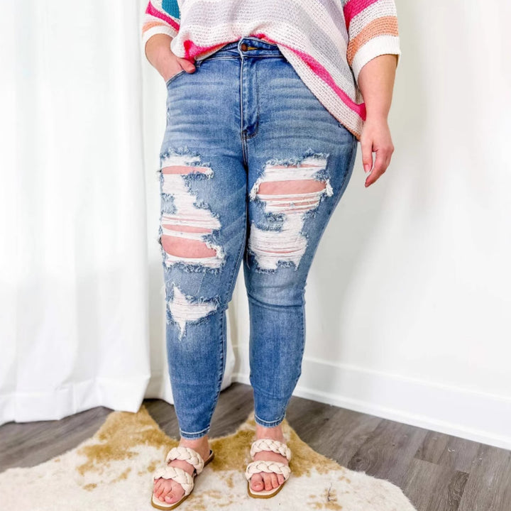Kvinder High-Waist Ødelagt Jeans i Boyfriend Stil Stilla