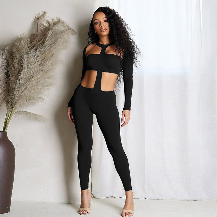 Damen Figurbetonter Einteiler mit Cut-Out-Details und langem Arm Skovae