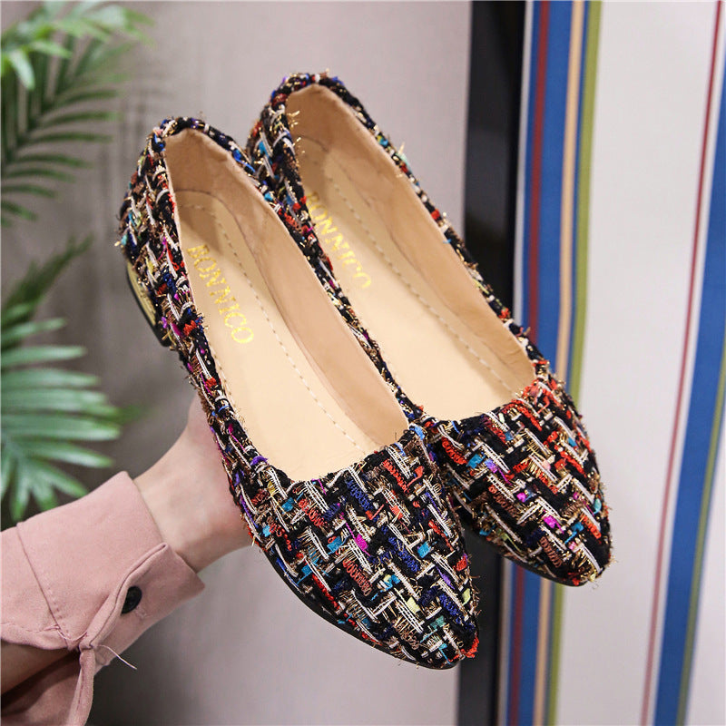 Dame elegante Slip-On Ballerinas med fashionabelt vævdesign Stilla