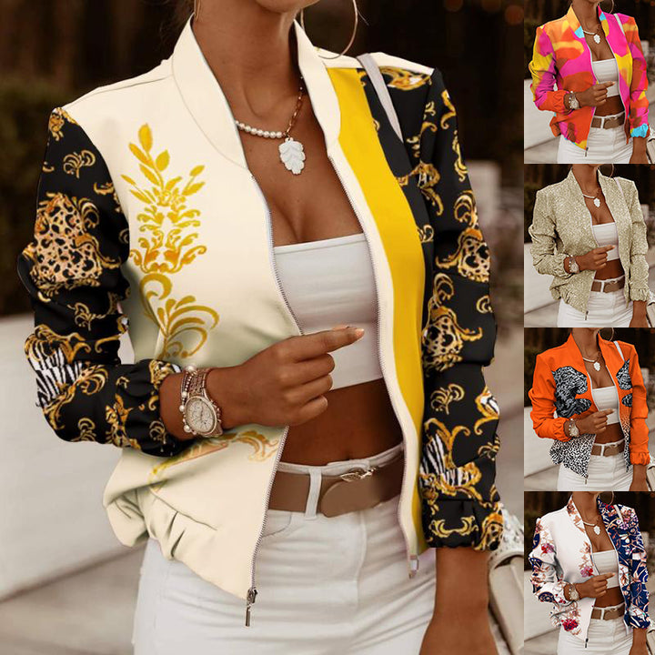 Damer fashionable bomberjakke med farverig gradient og elastiske manchetter Stilla