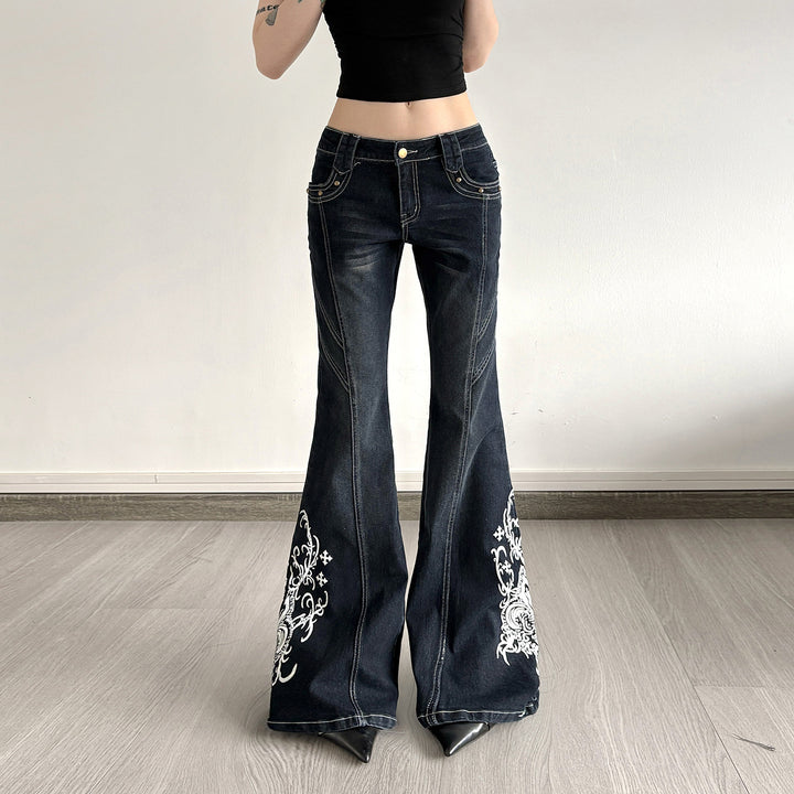 Dame Bootcut-jeans med kunstneriske broderidetaljer Skovae