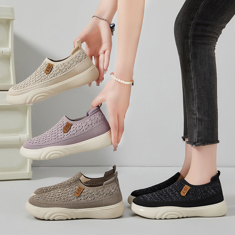 Dame fritid Slip-On sko med fleksibelt strikdesign og skridsikker sål Stilla