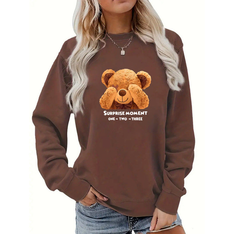 Kvindernes fritids sweater med sødt bjørne design Skovae