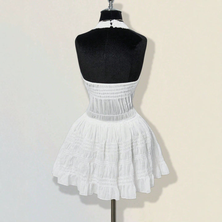 Dame sommerkjole i romantisk vintage-stil med raffinerede folder Skovae