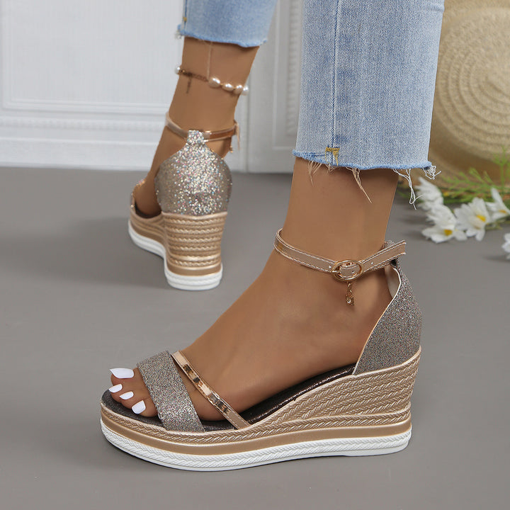 Dame Wedge-sandaler med fashionable remme og stilfuldt glimmerdesign Stilla