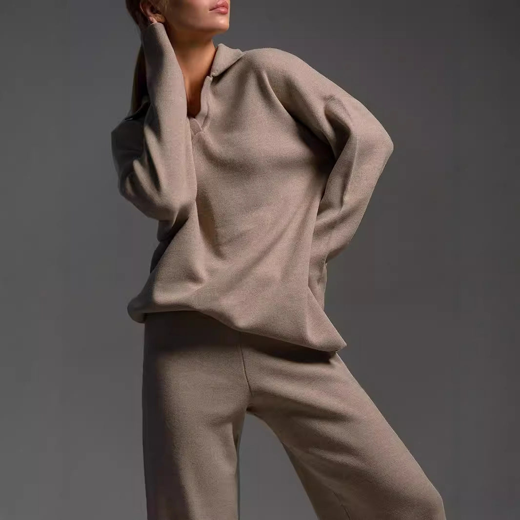 Dame afslappet sweatshirt-sæt med blødt materiale og løs pasform Stilla