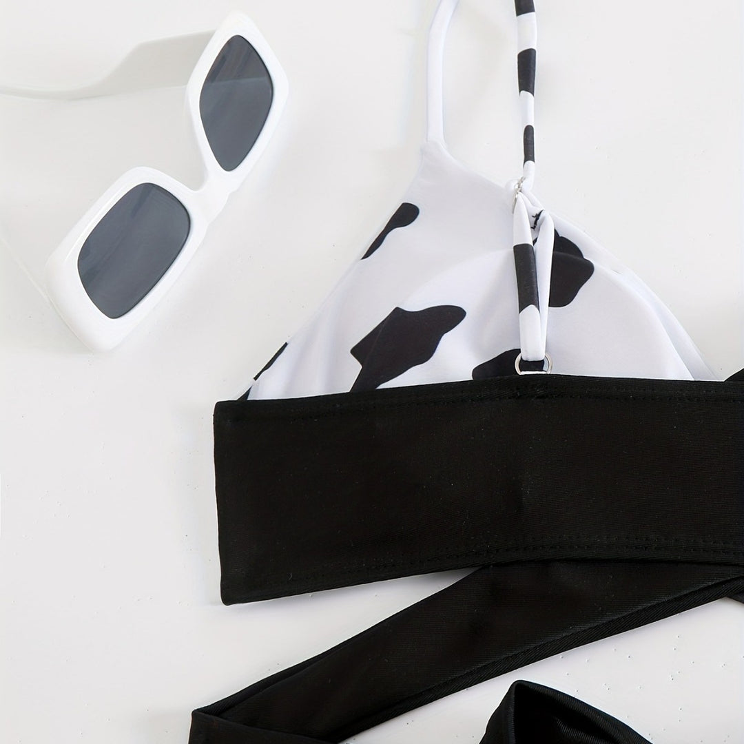 Dame trekant-bikini med sporty knude-design Skovae