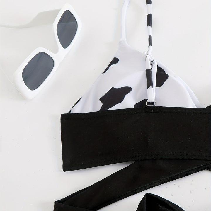 Dame trekant-bikini med sporty knude-design Skovae