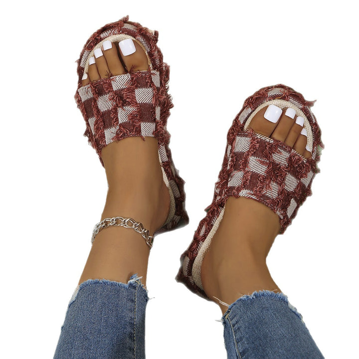 Dame Mode Pantoletter med ternet design og komfortabel sål Stilla