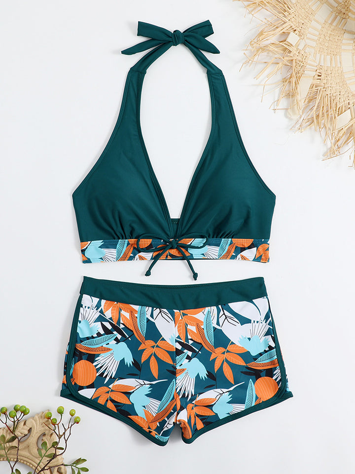 Dame Sporty bikini sæt med raffineret knude detalje og blomster mønster Stilla