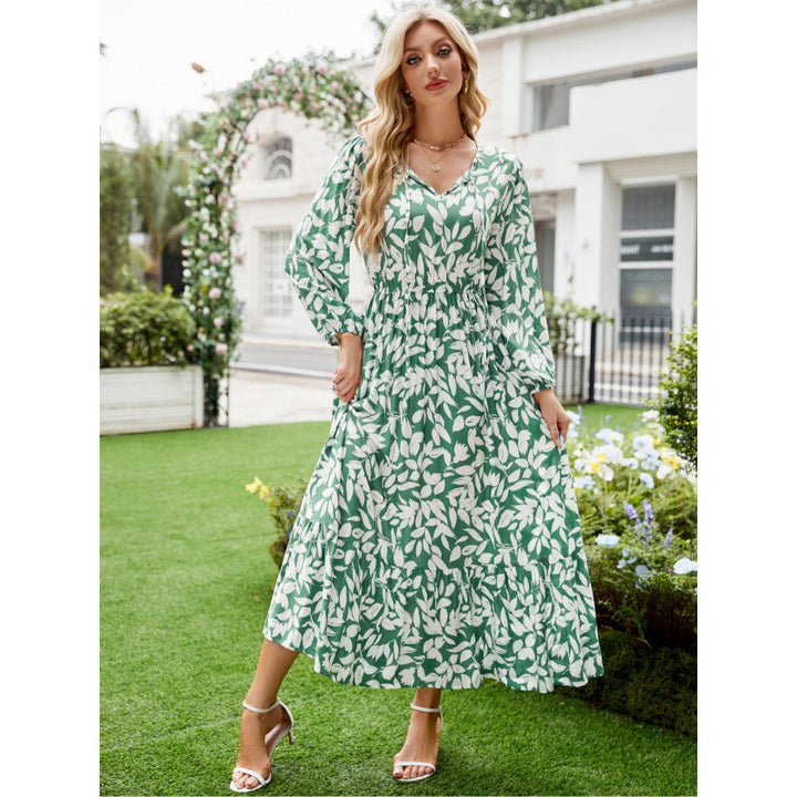 Femme Bohemian Floral Maxi Kjole med rynket talje Stilla